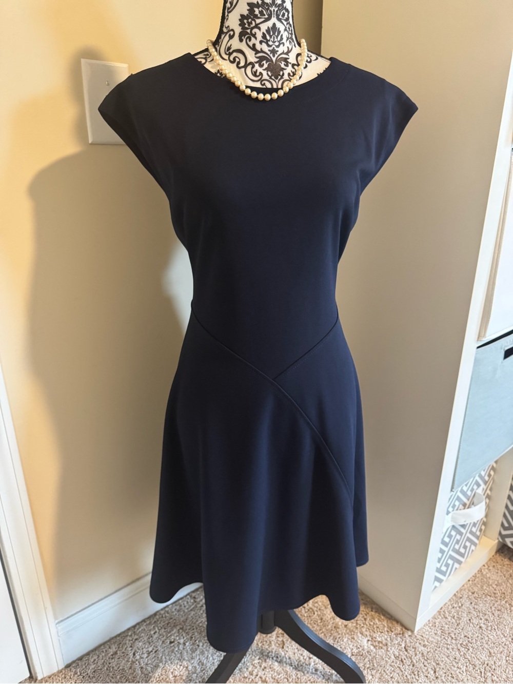 Calvin Klein Classic Navy Fit-and-Flare Dress - Women